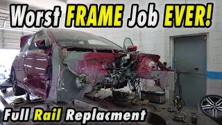 We had to REPLACE the Entire frame rail on this totaled Honda Accord [upl. by Anaderol]