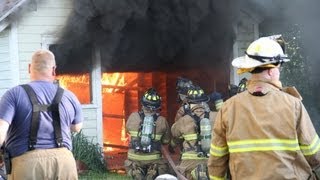 Firefighter Widow Maker  Garage Door LIVE BURN training AVOID THIS CLOSE CALL [upl. by Eremahs]