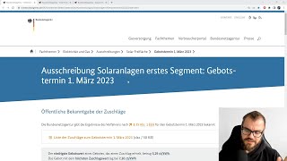 Zubau Solaranlagen anhand der Ausschreibung vom 1 März 2023 [upl. by Hanna]