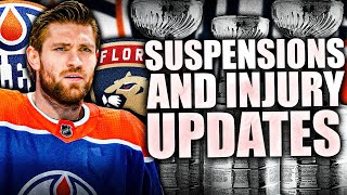 STANLEY CUP FINALS SUSPENSION amp INJURY NEWS LEON DRAISAITL ALEKSANDER BARKOVOilers Panthers [upl. by Ennyrb]