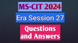 session 27 era MSCIT it awarness 2024 [upl. by June]