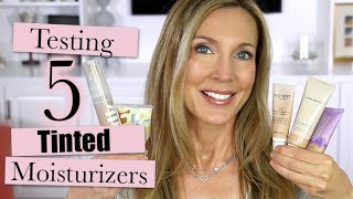 Testing 5 Tinted Moisturizers on Mature Skin Laura Mercier Milk Tarte Clinique Honest Beauty [upl. by Alanson]