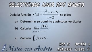 SELECTIVIDAD PAU EBAU EVAU MATEMÁTICAS II JUNIO 2017 MADRID – ANÁLISIS 02 [upl. by Enihpets867]