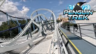 Penguin Trek Coaster Full FRONT ROW POV Ride Experience  NEW Seaworld Orlando 2024 [upl. by Jarita]