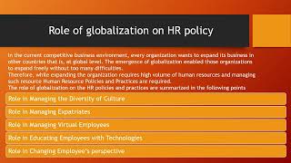 Impact of Globalization on HR Policy in Telugu  Unit  1  HRM  BBA 2nd Year 3rd Sem  OU [upl. by Anitreb]