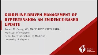 GuidelineDriven Management of Hypertension An EvidenceBased Update Webinar [upl. by Naol]