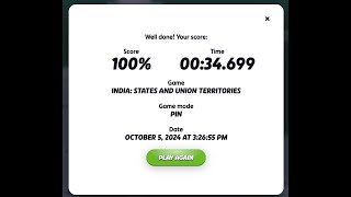 India States Speedrun Seterra 34699 Seconds TOP 3 IN THE WORLD [upl. by Eiramlirpa258]