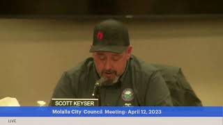 Molalla City Council Meeting  April 12 2023 [upl. by Ellehcrad]