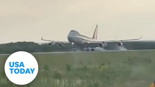 Planes landing gear snaps during emergency landing  USA TODAY [upl. by Tray997]