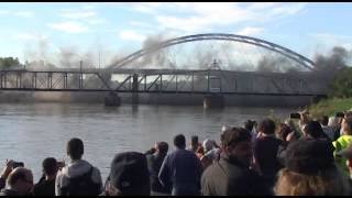 Atchisons old Amelia Earhart Bridge now resting in Missouri River after blasting [upl. by Moht]