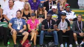 15yearold Gabriel Diallo at Indian Wells  cheering AugerAliassime and Raonic [upl. by Calista]