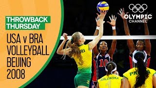 Brazil Women beat USA for their first Volleyball Gold  Beijing 2008  Throwback Thursday [upl. by Nosidam82]