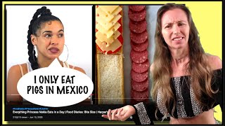 Freelee reacts to Princess Nokia What I Eat In A Day Harpers Bazaar [upl. by Hamrnand664]