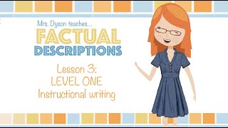 Mrs Dyson teaches factual descriptions to junior writers Lesson 3 Level 1  Instructional writing [upl. by Hamirak]