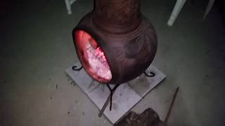 37quot clay KD chiminea with iron stand from the home depot [upl. by Derfliw]