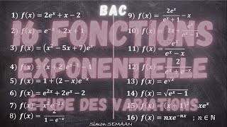 16 VARIATIONS DE FONCTIONS  Dériver une fonction exponentielle et tableau de variation BAC [upl. by Nataline]