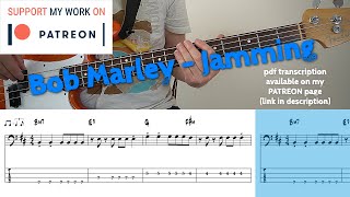 Bob Marley  Jamming Bass cover with tabs [upl. by Mosley392]