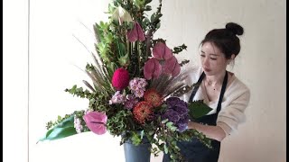 트래데셔널 페데스탈 디자인 플로리스트 일상 Working on the Traditional Pedestal Design flower vase [upl. by Adiuqal]