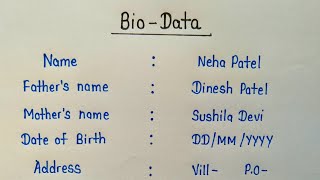 Biodata format  How to write biodataResume  Biodata kaise banaye [upl. by Adur]